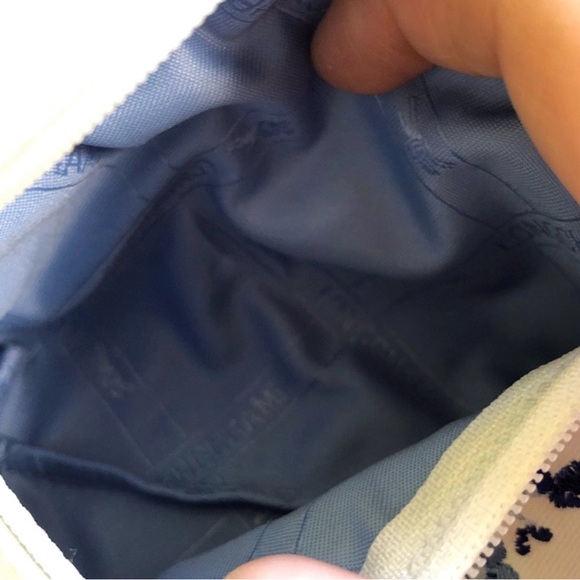 NWOT Longchamp White Coin/Card Pouch with Blue Floral Design - Picture 8 of 11